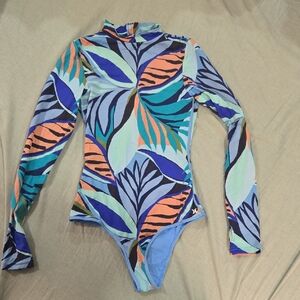 Hurley Multicolor Leaf Pattern Kids Bodysuit